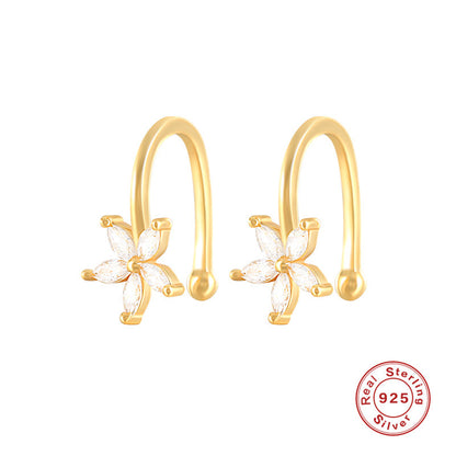 Goud/Zilver flower earcuff